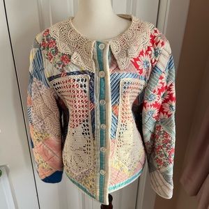 Vintage patchwork crochet jacket S/M